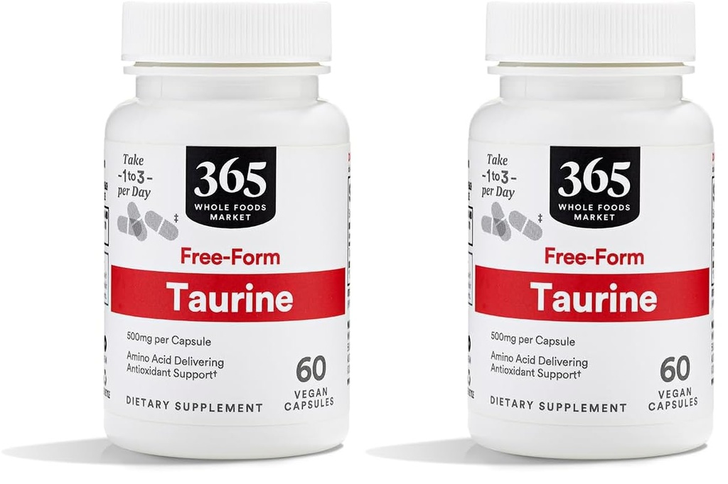 365 by Whole Foods Market, Taurine 500mg, 60 Count (Pack of 2)