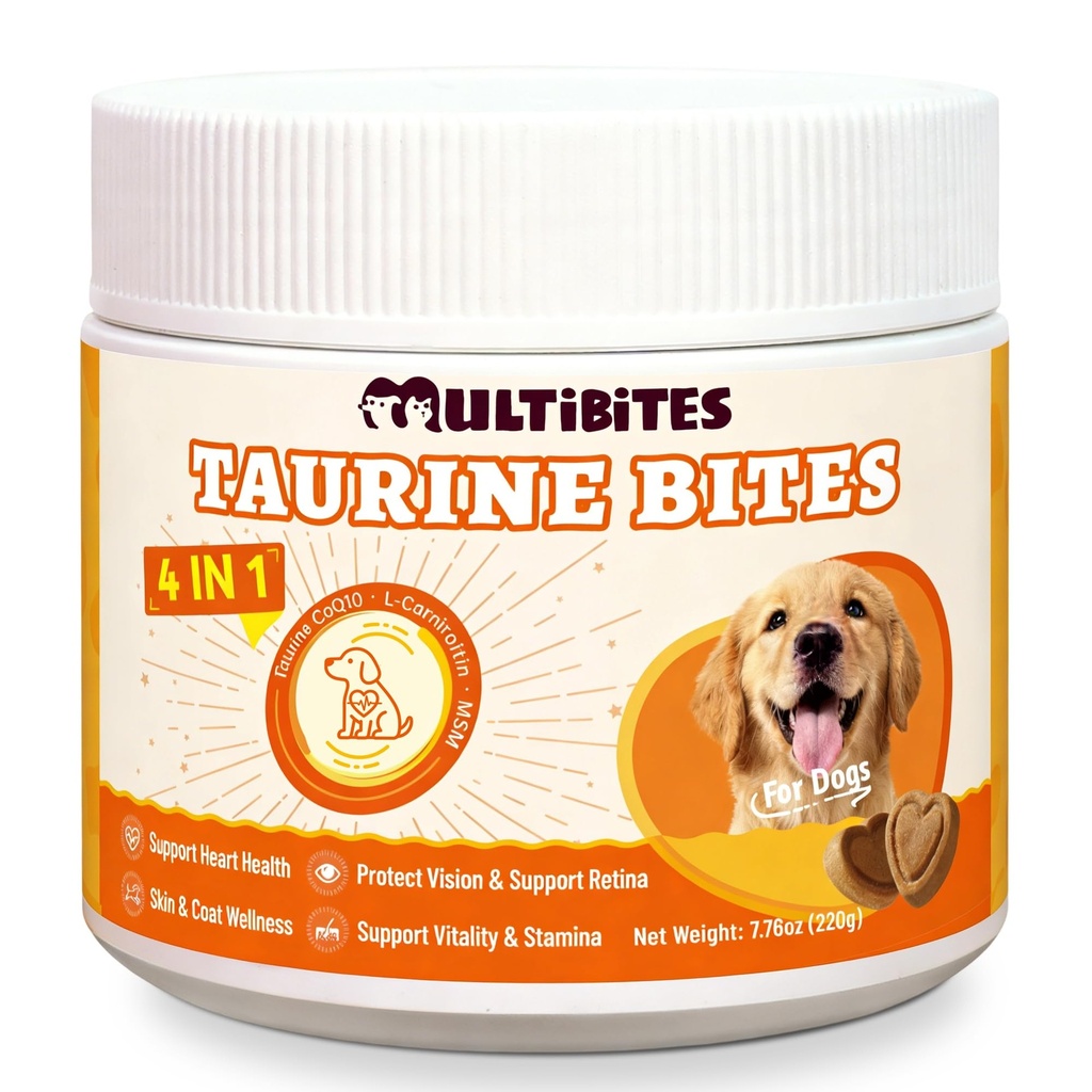 Taurine for Dogs with CoQ10, Vitamins & L-Carnitine - Vet-Formulated Taurine Supplement for Dogs for Heart Health & Vitality, Fish Oil Added for Skin & Coat, 7.76oz