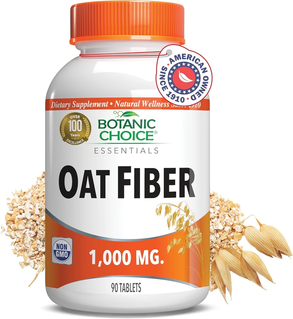 Fibra de avena botánica - Suplemento dietético natural para la salud digestiva - Mujeres y Hombres - 90 Tabletas (1000 mg)