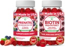Lunakai Prenatal and Biotin Gummies Bundle - Pregnancy Multivitamin Gummy with Iron ' Folic Acid - Hair Skin and Nails Growth Supplement with Vitamin C and E - 30 Days Supply