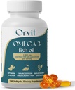 ORVIT Omega 3 Fish Oil Softgel 2000 mg - Ultimate EPA DHA Suplemento para hombres y mujeres - Burpless - No Fishy Taste - Unflavored 180 Softgels - Orgánico, No GMO - Hecho en los EE.UU.