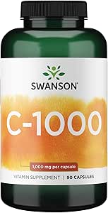 Swanson Vitamin C w/Rose HIPS - Herbal Supplement Promoting Skin Health, Heart Health & Immune System Support - Natural Formula Promoting Protection & Wellness - (90 Capsules, 1000mg Each)