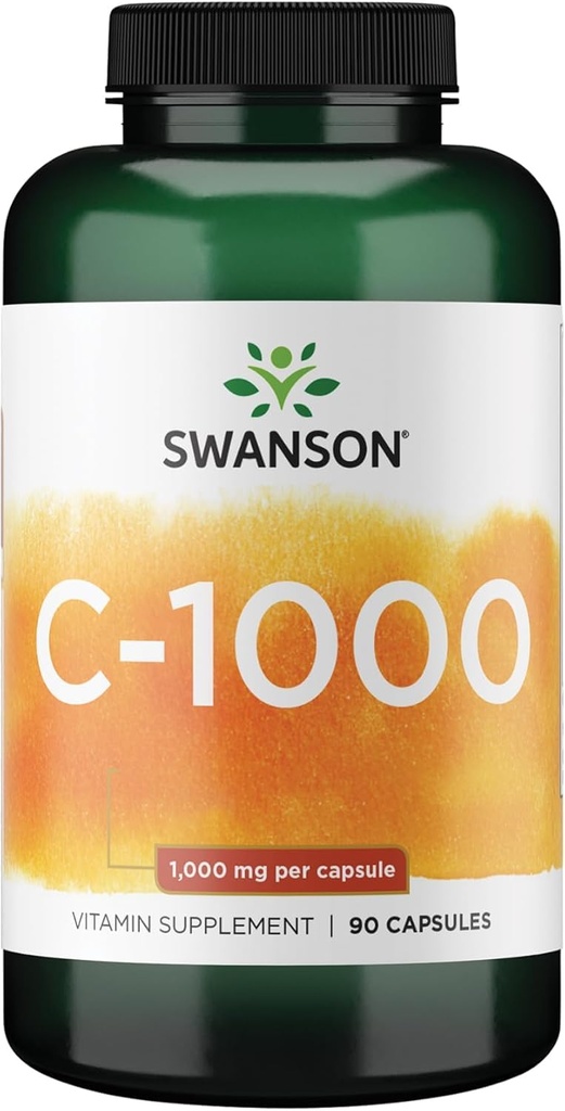 Swanson Vitamina C w/Rose HIPS - Suplemento Herbal Promoción de la Salud de la Esquía, Salud del Corazón &amp; Apoyo al Sistema Inmunitario - Formula Natural Promoción de Protección y Bienestar - (90 cápsulas, 1000 mg cada uno)