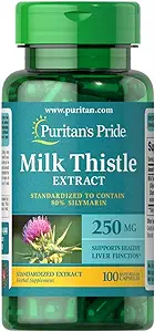 Puritans Pride Milk Thistle Standardized 250 Mg Silymarin Capsules, 100 Conde