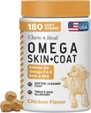 Petróleo de Salmón para Perros - 180 Tráteres de Aceite de Aceite de Pez para la Piel y la Carne de Acidos Gordos, Omega 3 y 6, Vitaminas, Antioxidantes y Minerales - Made in USA