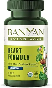 Banyan Botanicals Heart Fórmula – Suplemento Orgánica de Salud del Corazón Herbal con Hawthorn Berry y ­Guduchi – Apoya la función adecuada del Corazón* – 90 Tabletas – No GMO Fuente sostenible Vegan