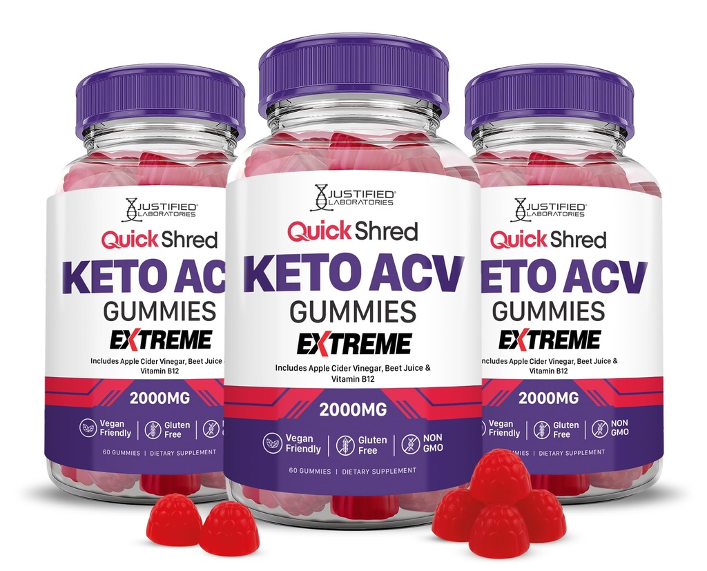 Laboratorios Justificados Quick Shred Keto ACV Gummies Extreme Advanced Formula 2000MG Apple Sider Vinegar Gummies with Pomegranate Beet Juice Powder " B12 Vegan, Non-GMO 180 Gummys