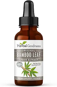Herbal Papaya Bamboo Extracto Líquido Collagen Silica Suplementos 1oz - Silicio Organico - Pelo orgánico, Piel y uñas Vitaminas Bamboo Deja Extracto - Fortaleza Bono y Juntas - 1 Botella