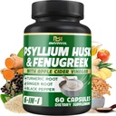 BMVINVOL Psyllium Husk Fiber Suplemento t con Fenugreek, Apple Sider Vinegar, Turmeric, Ginger, Black Pepper- Digestion Health Support - 60 Capsules