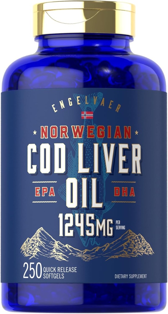 Carlyle Cod Liver Oil Softgels TEN 1245mg ANTE 250 Conde Silencio Norwegian Silencio No GMO, Gluten Free