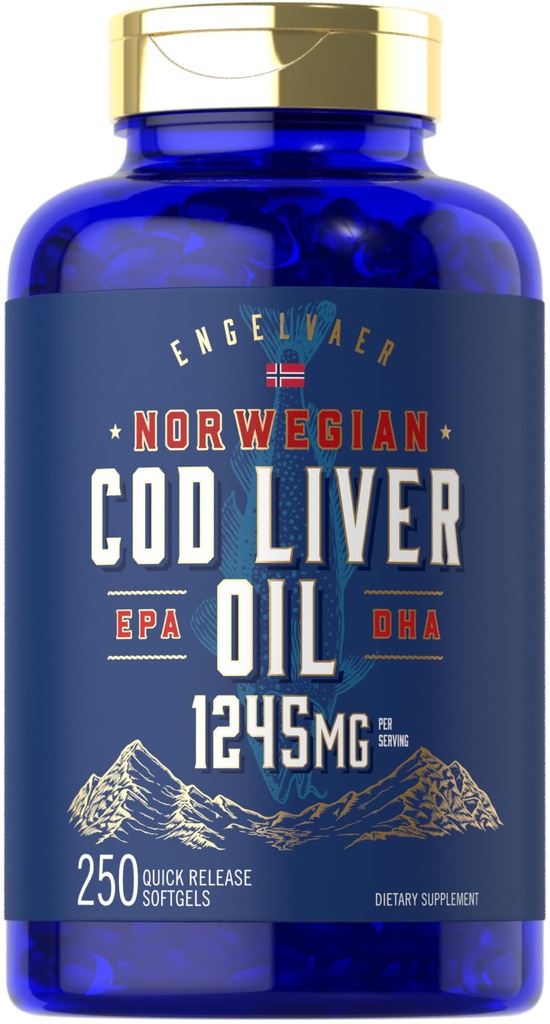 Carlyle Cod Liver Oil Softgels TEN 1245mg ANTE 250 Conde Silencio Norwegian Silencio No GMO, Gluten Free