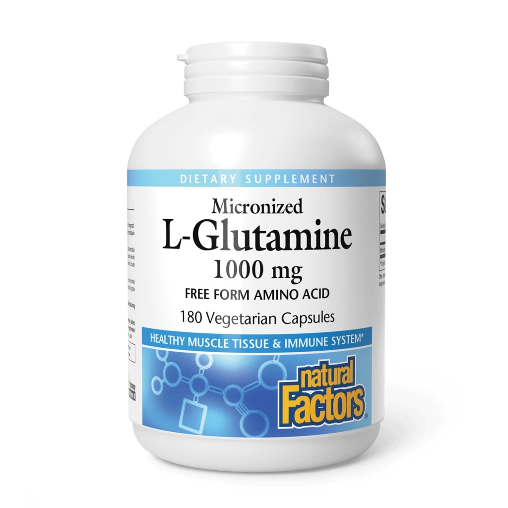 Natural Factors, Micronized L-Glutamine 1000 mg, Supports Muscles and Immune Function, 180 Capsules