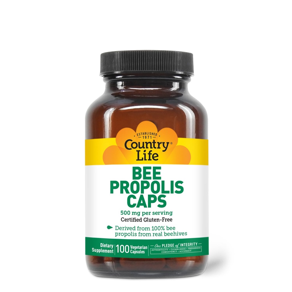 Country Life - Pure Bee Propolis Caps, 500 mg - 100 Vegetarian Capsules
