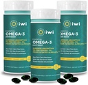 Iwi Omega-3 Essential, 90 Softgels (90 Servings), Alga de base vegetal Omega 3 con EPA + DHA, Brain, Heart &amp; Immune Support Suplemento dietético, Krill " Fish Oil Alternative, No Fishy Aftertaste