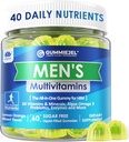 Mens Multivitamins Gummies, Multiminerals, Vegan Omega 3, CoQ10, Probióticos, Mens Vitaminas diarias A C D3 E B6 B12, Multivitamina metilada para hombres - energía, inmunidad, azúcar libre, Vegan (sin hierro) 60 Cts