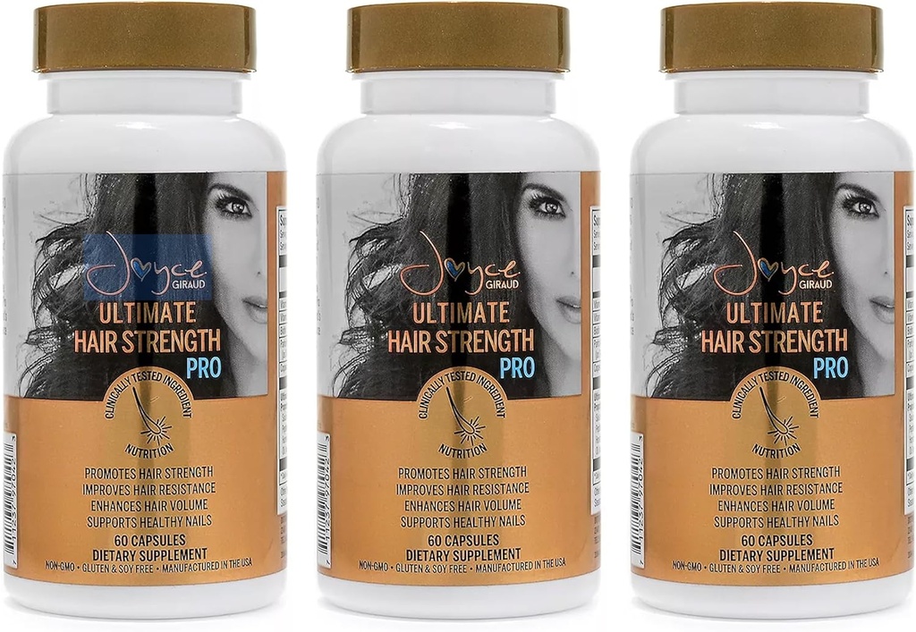 Joyce Giraud Ultimate Hair Strength Suplementos, 90-Day Supply, Formulado científicamente para reducir la pérdida del cabello, 180 cápsulas