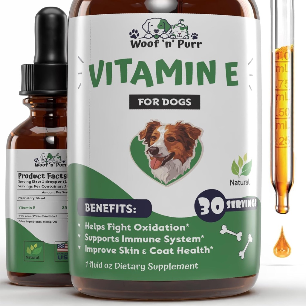 Vitamina E para perros - Vitamina E Perro - Vitamina E para Perro - Vitaminas E - Vitamina E Canina - Vitamina E Suplemento para Perros - Vitamina E Aceite Perro - Vitaminas para perros - Immune para perros - 1 fl oz