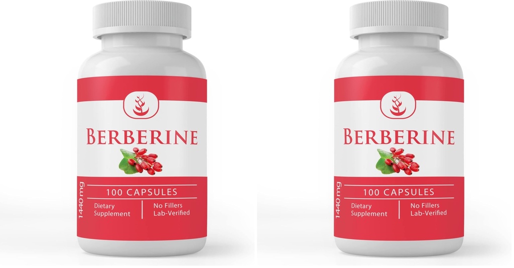 PURE ORIGINAL INGREDIENTS Berberine, (100 Capsules) Always Pure, No Additives Or Fillers, Lab Verified (Pack of 2)