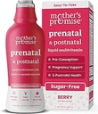 Promesa de la madre Prenatal &amp; Postnatal Multivitamínico para Mujeres TENIDO Vitaminas Prenatales Líquidas Libres para Mujeres con Folato, Choline &amp; Frutas Orgánicas para Preconcepción, Embarazo &amp; Enfermería