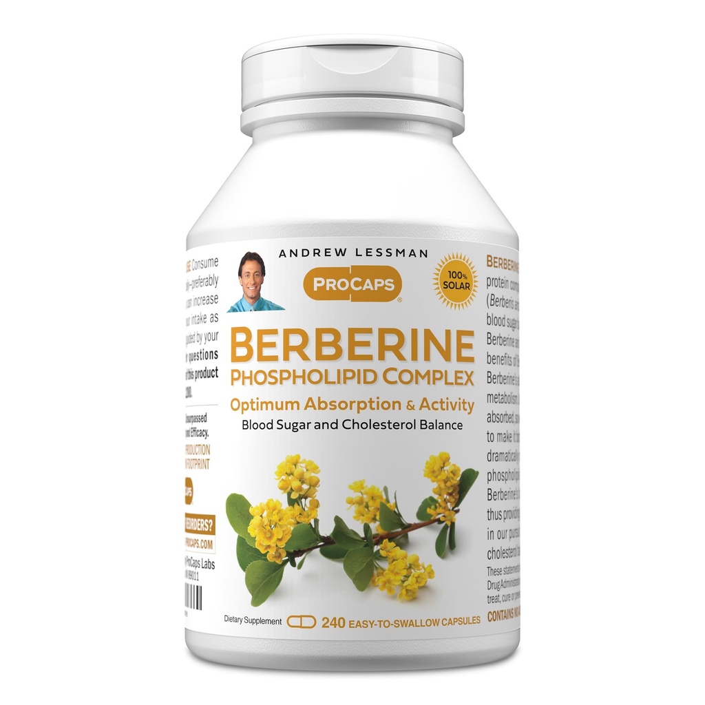 ANDREW LESSMAN Berberine Phospholipid Complex 240 Capsules - Barberry Root Extract. Small Easy to Swallow Capsules