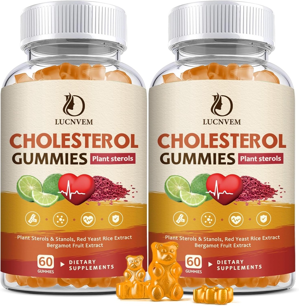 (2 Pack) Colesterol Suplementos Gummies for Cholesterol Healthy, Plant Sterols & Stanols, Red Yeast Rice, Citrus Bergamot Complex for Cholesterol, Maintain Healthy Cholesterol Levels - 60 Day Supply