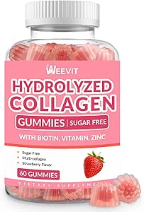 Collagen Gummies for Women, Hydrolyzed Collagen Peptides Gummies with Biotin, Collagen Supplements Gummy with Vitamin B12, C, D, Zinc for Hair Skin Nail