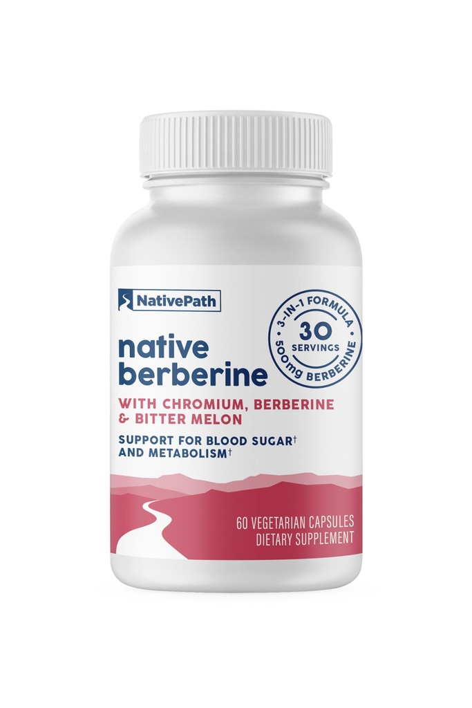 NativePath Native Berberine HCl 3-in-1 Complex with Chromium & Bitter Melon Extract - 500mg Premium Metabolic Support - 60 Capsules