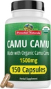 Naturales Peruanos Vitamina Orgánica C de Camu Capsules 1.500mg - 150 Píldoras Veganas, Vitamina Natural C de Alimentos completos Camu Berry Orgánica, No GMO