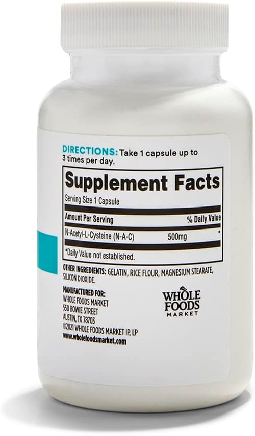 365 por Whole Foods Market, N-Acetyl L-Cysteine 500 MG, 100 Cuenta (Pack of 2)
