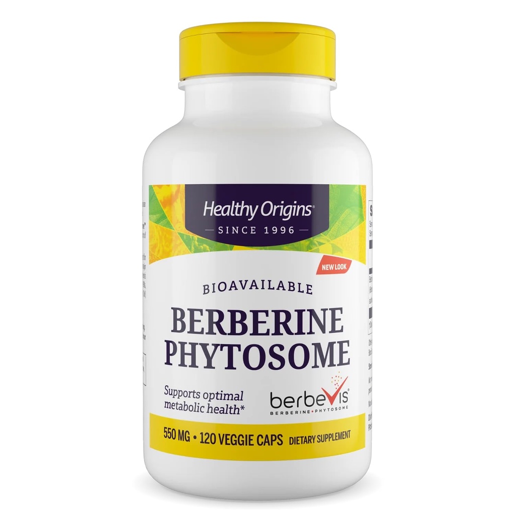 Healthy Origins Berberine Phytosome 550 mg, 120 Veggie Capsules - Bioavailable Berberis Aristata Extract - Supports Metabolic Health, Body Composition, Advanced Phytosome Technology - 4 Month Supply