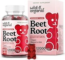 Wild &amp; Organic Beet Root Gummies 12000 mg - Red Beets Supplements for Women and Men with Beet Poroot Powder - 60 Pectin-Based Chews