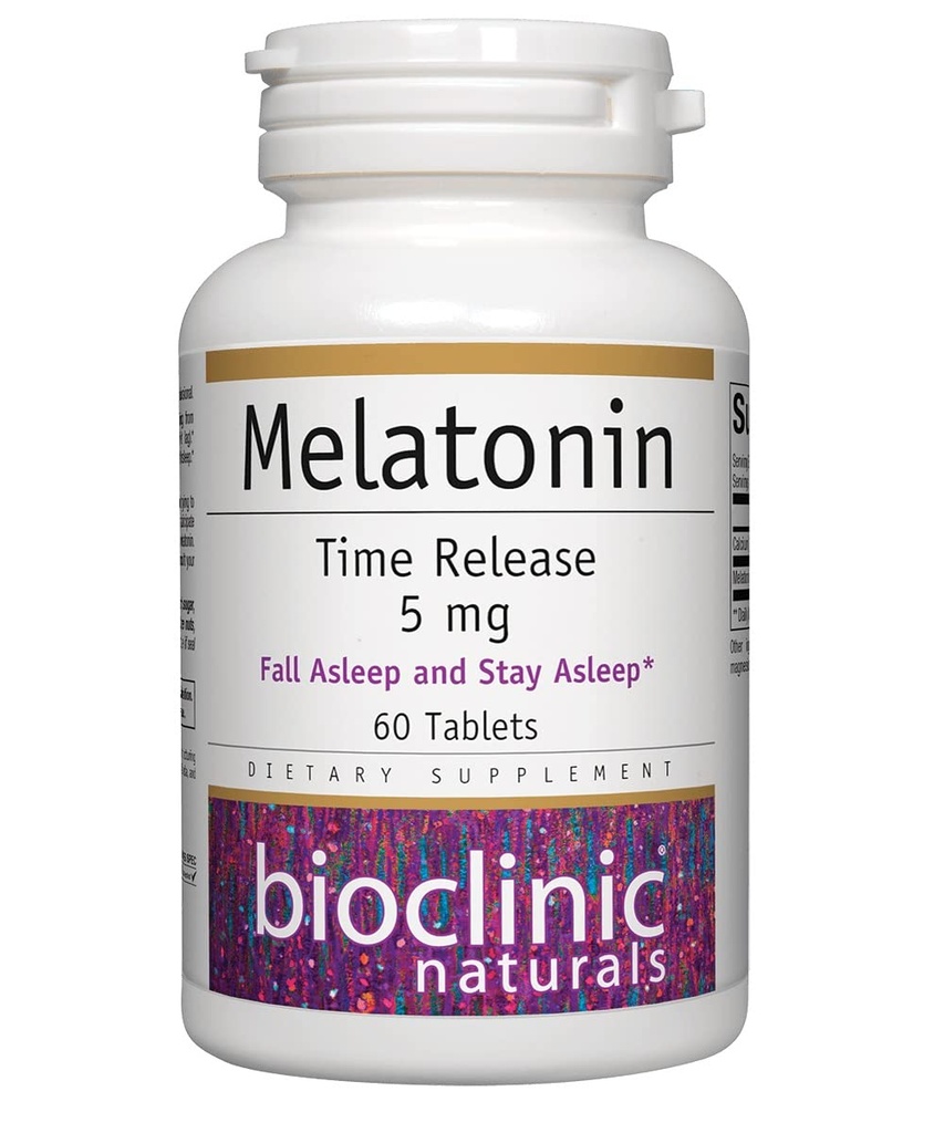 Bioclinic Naturals, Melatonin Time Release 5 mg 60 pestañas
