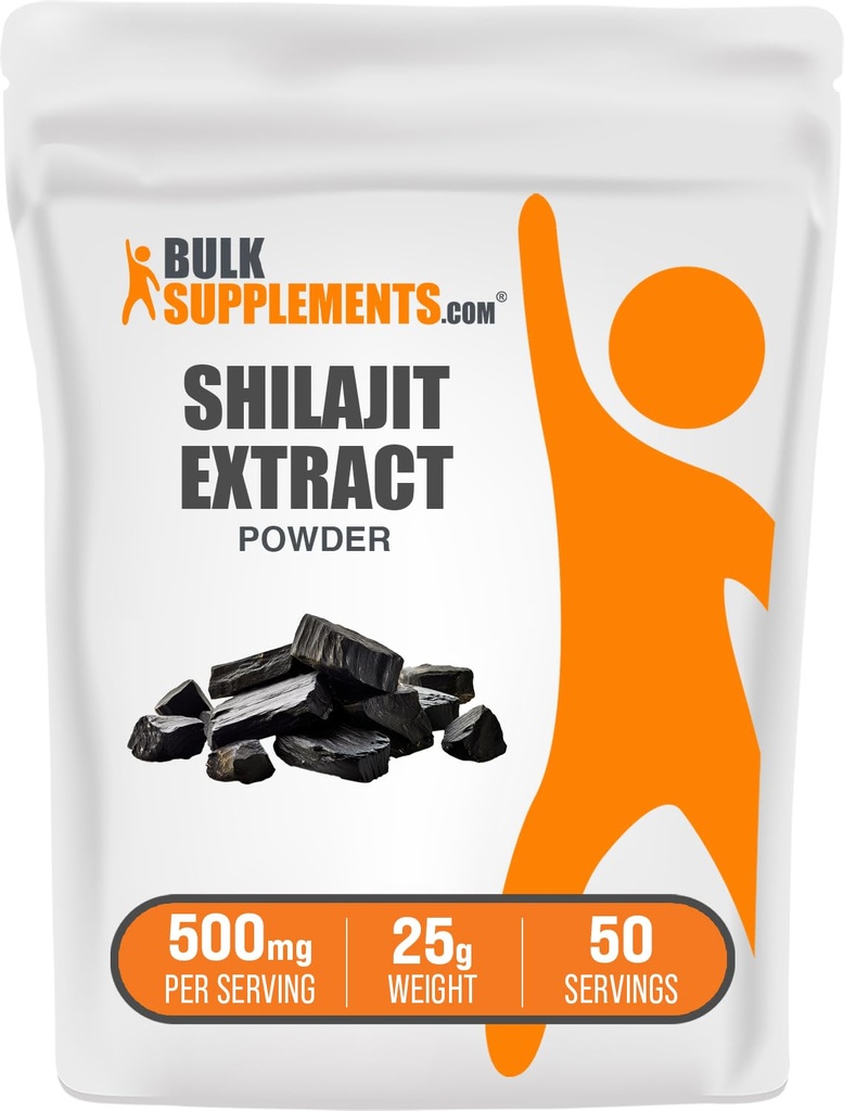 BulkSupplements.com Shilajit Extract Powder - Fulvic Acid Supplement, Shilajit Supplement - Gluten Free, 500mg per Serving of Shilajit Powder, 25g (0.88 oz) (Pack of 1)