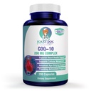 CoQ10 - Co-Enzyme Q10-200 mg - Excellent Value - 200 Caps - Quick Absorption - Veg. Caps - Non-GMO - Ubiquinone - Heart & Cellular Energy & Brain Supplement by Foxxy Doc
