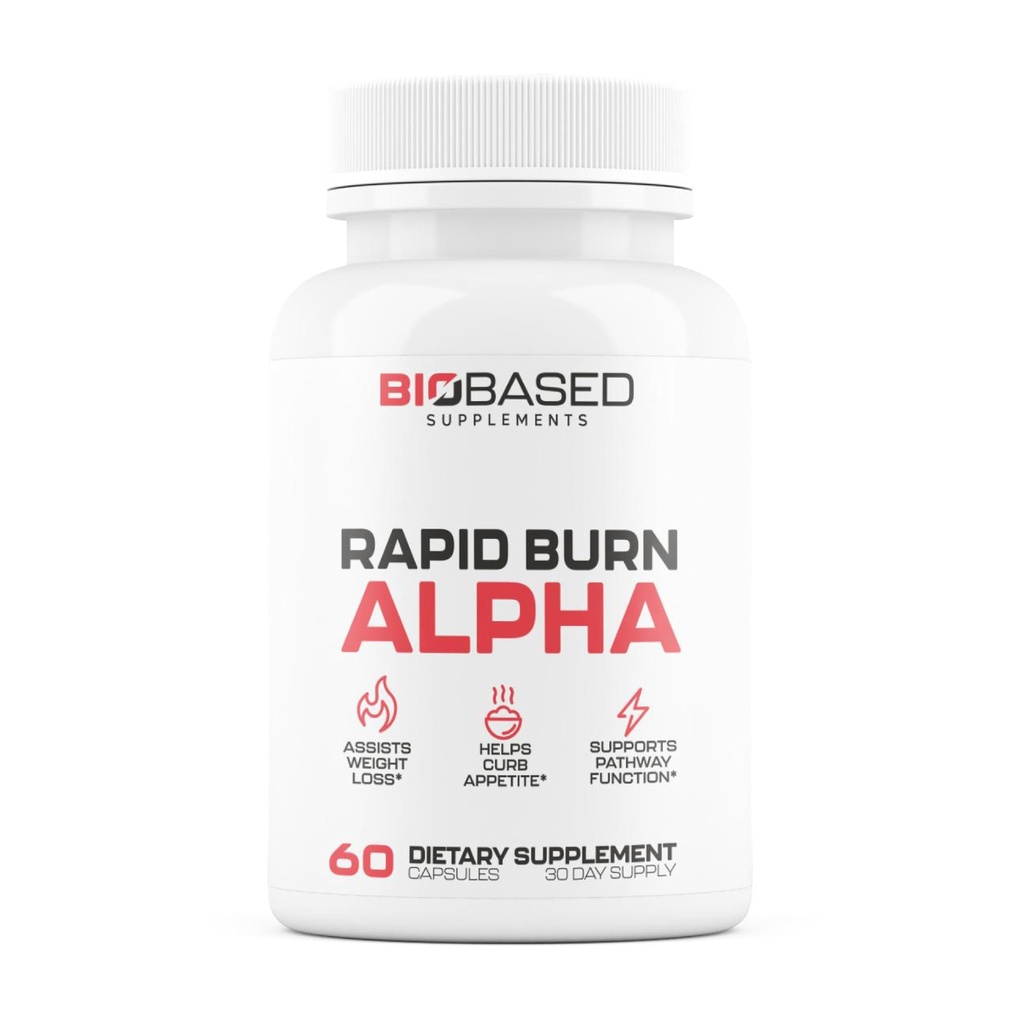 Rapid Burn Alpha - Fat Burner for Hombre - Supports Healthy Pathways Associated with GLP-1 Activity - Supports Appetite Control, Energy Booster, Helps Increase Metabolism & Fat Loss - 60 Unisex Capsules