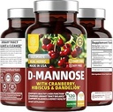 Número 1 Nutrición Premium D Mannose Suplemento para Mujeres y Hombres [Max Strength, 1350MG] Natural D-Mannose with Cranberry, Hibiscus and Dandelion for Urinary Tract Health, 120 Conde