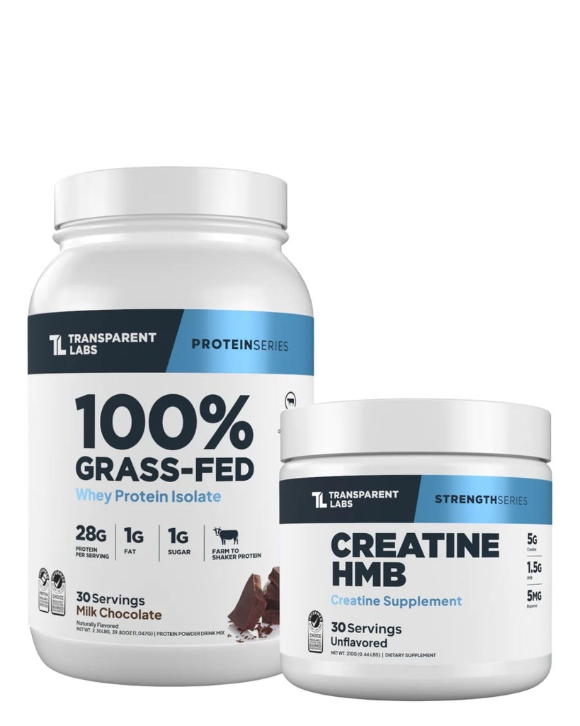 Laboratorios Transparentes Grass-Fed Whey Protein Isolate, Milk Chocolate, Creatine HMB, Desflavored - 30 Servings