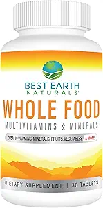 Mejores Naturales de la Tierra entera Multivitaminas Alimentarias & Mineral Vegan Fórmula con Frutas, Verduras, Blend Probiótico y Más, 30 Cuenta
