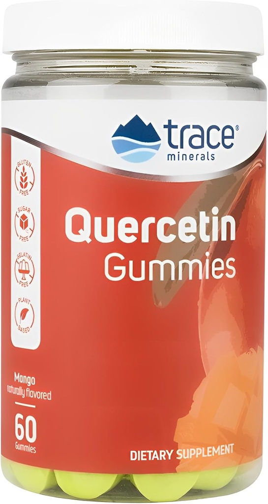 Trace Minerals Quercetina - Suplemento Antioxidante Apoyos Immune & Cellular Health - Essential Nutrients Supplement Supports Mineral Absorption " Cardiovascular Health - Mango, 60 Gummies