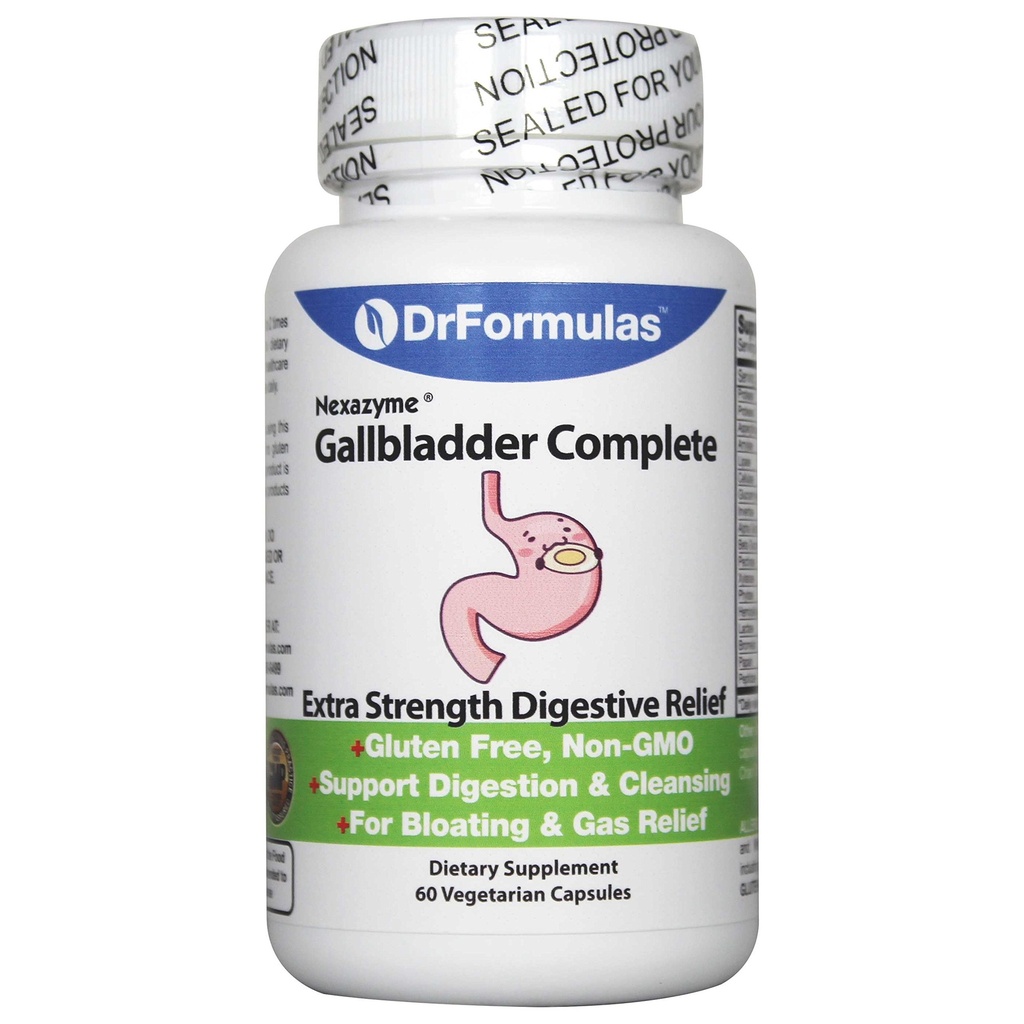 DrFormulas 18 Enzimas digestivas para apoyar enzimas de vesícula biliar y páncreas con Amylase, Protease, Lipase, Lactase, Cellulase, Bromelain 60 cápsulas