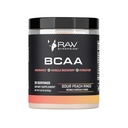 RAW Synergies BCAA Powder – Vegan 2:1:1 Amino Acids with L-Glutamine – Muscle Recovery, Endurance & Hydration Support – Sour Peach Rings, 30 Servings