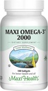 Maxi Health Omega 3 Fish Oil 2000mg – Fish Oil Omega 3 Suplementos con No Fishy Aftertaste – Triple Fuerza EPA DHA – Kosher Omega3 Suplemento para ayudar a apoyar el bienestar general (100 Softgels)