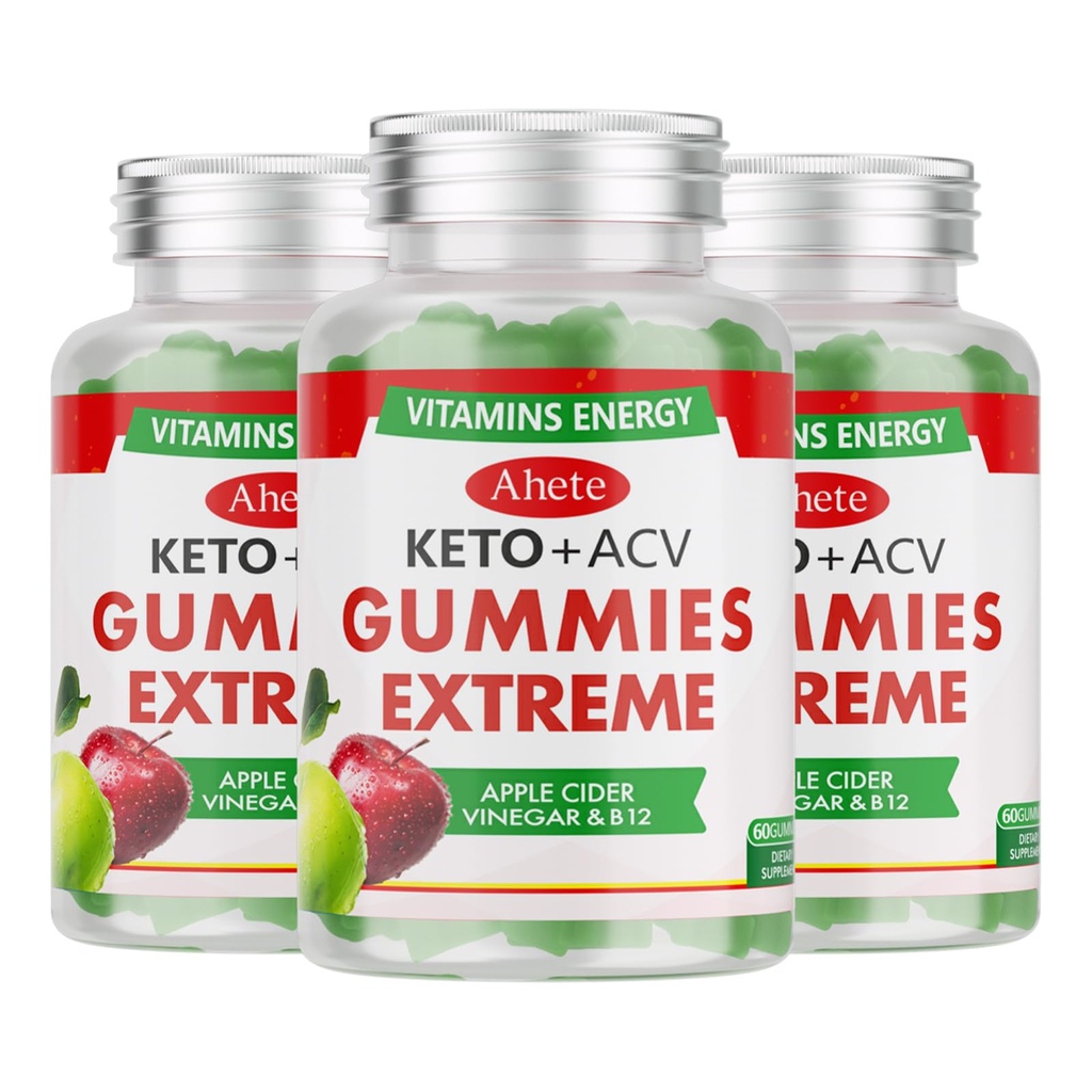 Keto Apple Cider Vinegar Gummies with Vitamin B6, B12, Folate & Beet Root, Keto ACV Gummy Supports Daily Wellness & Metabolism, Natural Apple Flavor, 180 Gummies (90 Day Supply)