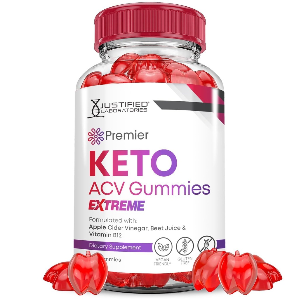 Premier Keto ACV Gummies Extreme 2000MG Premier Keto Gummies Apple Cider Vinegar Formulated with Pomegranate Beet Juice Powder B12 Vegan Non GMO 60 Gummys