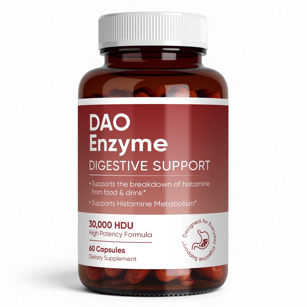 DAO Enzyme Supplement for Histamine Support, Before-Meal Support for Post-Meal Digestive Comfort, Everyday Clarity & Overall Wellness, Supports Fermented & Aged Foods, 60 Capsules