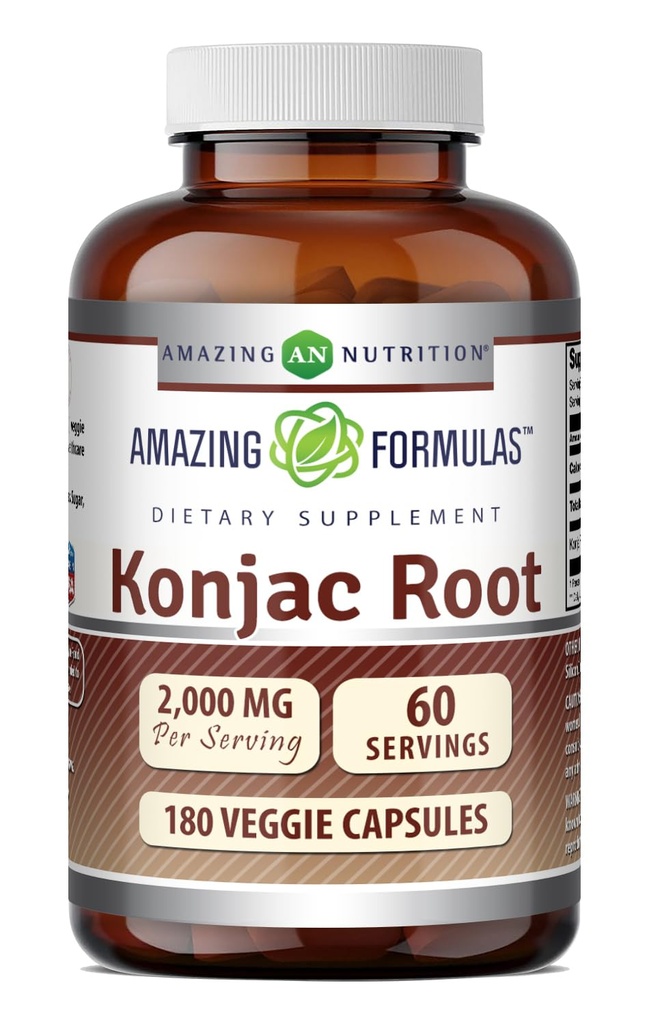 Amazing Formulas Konjac Root Supplement | 2000 Mg Per Serving | Veggie Capsules | Non-GMO | Gluten Free | Made in USA (1 Pack | 180)