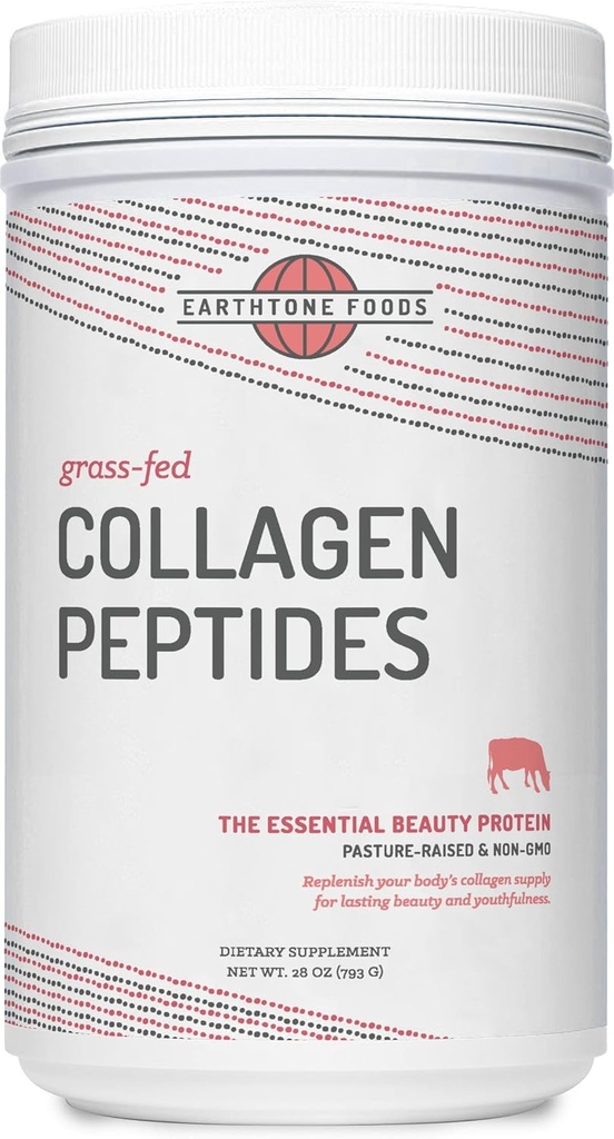 Péptidos de colágeno de grano de EARTHTONE Powder 28 oz Alimentos - Hidrolyzed, No GMO - Desarrollado - para Mujeres y Hombres - Suplemento de proteína natural - Paleo y Keto Friendly