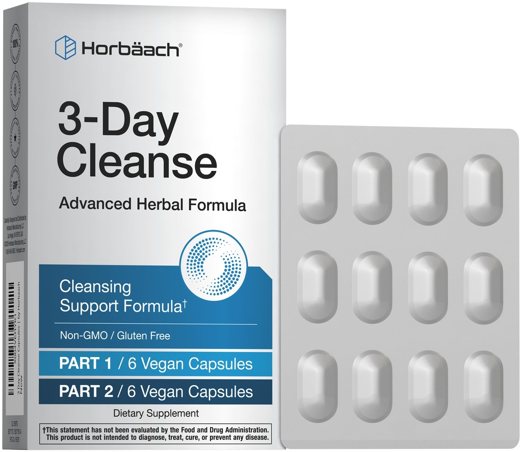 Horbäach 3 días de limpieza  12 cápsulas veganos ← Advanced Herbal Formula ← Non-GMO, Gluten Free Supplement
