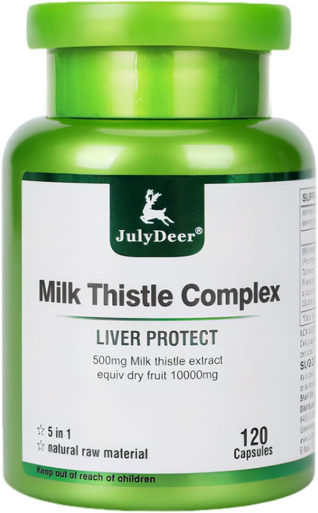 Milk Thistle 500 mg Silymarin Marianum Liver Support, Antioxidant Support, Detox, Liver Protection Capsules for Stay Up Late, Drinking and Hangover, Dull Skin