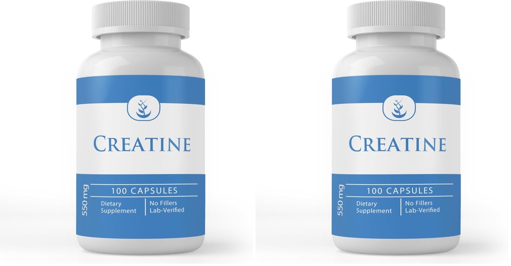 PURE ORIGINAL INGREDIENTES Creatine, (100 cápsulas) Siempre puro, sin aditivos ni artillería, Lab Verified (Pack of 2)